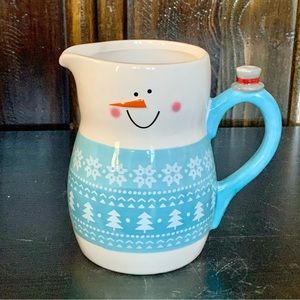 Ciroa Bakehouse Ceramic Snowman Measuring Cup Pitcher - Winter Christmas Baking